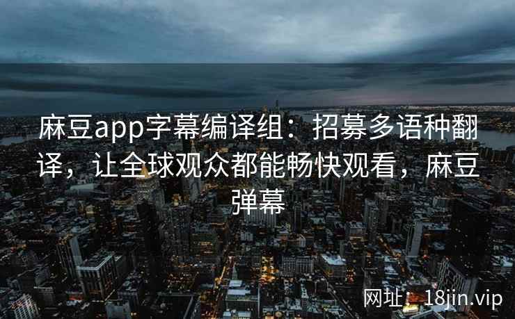麻豆app字幕编译组：招募多语种翻译，让全球观众都能畅快观看，麻豆弹幕